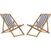 Safavieh PAT7040A SET2 Outdoor Collection Loren Teak(Natural / Navy Stripe)