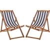 Safavieh PAT7040A SET2 Outdoor Collection Loren Teak(Natural/Thin Navy Strip)
