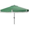 Safavieh PAT8008A Collection Milan Fringe Navy and White 9Ft Crank Outdoor Push Button Tilt Umbrella(Hunter Green)