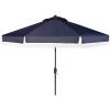Safavieh PAT8008A Collection Milan Fringe Navy and White 9Ft Crank Outdoor Push Button Tilt Umbrella(Navy/White)