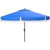 Safavieh PAT8008A Collection Milan Fringe Navy and White 9Ft Crank Outdoor Push Button Tilt Umbrella(Pacific)