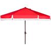 Safavieh PAT8008A Collection Milan Fringe Navy and White 9Ft Crank Outdoor Push Button Tilt Umbrella(Red/White)