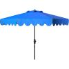 Safavieh PAT8010A Collection Venice Navy and White Single Scallop 9Ft Crank Outdoor Push Button Tilt Umbrella(Pacific)