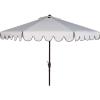 Safavieh PAT8010A Collection Venice Navy and White Single Scallop 9Ft Crank Outdoor Push Button Tilt Umbrella(White/Black)