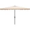 Safavieh PAT8311C Outdoor Vienna Navy and White 6’6″ x 10′ Rectangle Crank UV Protected Umbrella(Beige/White)