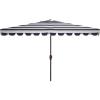 Safavieh PAT8311C Outdoor Vienna Navy and White 6’6″ x 10′ Rectangle Crank UV Protected Umbrella(Black/White)
