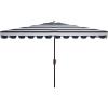 Safavieh PAT8311C Outdoor Vienna Navy and White 6’6″ x 10′ Rectangle Crank UV Protected Umbrella(Navy/White)