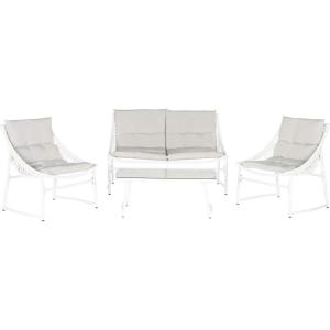 SAFAVIEH 4-Piece Outdoor Collection Berkane Patio Set(White / Grey)