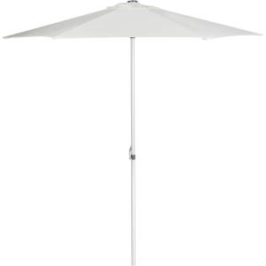 SAFAVIEH 9ft Outdoor Patio Umbrella, Round, Hurst Collection, Navy, Push up, UV Resistant for Deck, Backyard, Poolside (PAT8002C)(Natural)