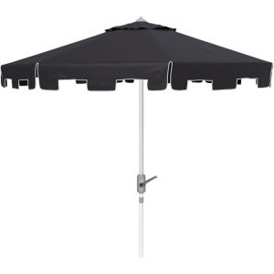 SAFAVIEH 9ft Outdoor Patio Umbrella, Round, Zimmerman Collection, Yellow & White Trim, Button Tilt, UV Resistant for Deck, Backyard, Poolside (PAT8000F)(Black/Off White)