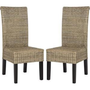 SAFAVIEH Home Collection – Arjun Set of 2 Grey Wicker Dining Chairs, Tall Back Dining Chairs with Pine Wood Legs for Kitchen or Dining Room (SEA8013A-SET2)(Grey)