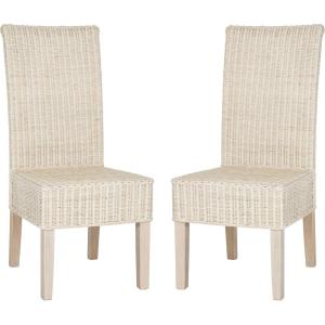 SAFAVIEH Home Collection – Arjun Set of 2 Grey Wicker Dining Chairs, Tall Back Dining Chairs with Pine Wood Legs for Kitchen or Dining Room (SEA8013A-SET2)(White Washed)