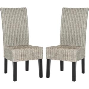 SAFAVIEH Home Collection – Arjun Set of 2 Grey Wicker Dining Chairs, Tall Back Dining Chairs with Pine Wood Legs for Kitchen or Dining Room (SEA8013A-SET2)(Antique / Grey)