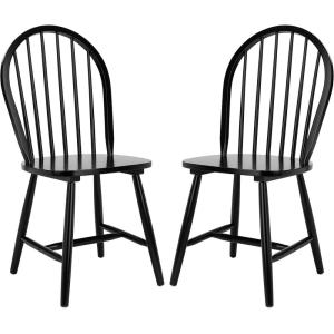 SAFAVIEH Home Collection – Camden Set of 2 Black Windsor Farmhouse Dining Chairs, Spindle Back Solid Wood Chairs, Americana Style Seating (DCH8501A-SET2)(Black)