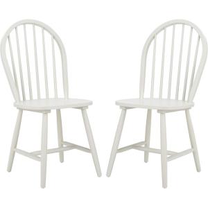 SAFAVIEH Home Collection – Camden Set of 2 Black Windsor Farmhouse Dining Chairs, Spindle Back Solid Wood Chairs, Americana Style Seating (DCH8501A-SET2)(Off White)