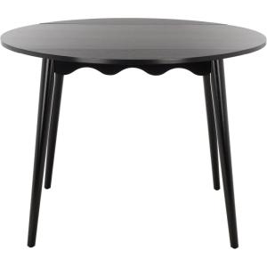 SAFAVIEH Home Collection – Roma Natural Round Drop-Leaf Dining Table, Scalloped Apron Design, Space-Saving Small Dining Table (DTB9219A)(Black)