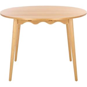 SAFAVIEH Home Collection – Roma Natural Round Drop-Leaf Dining Table, Scalloped Apron Design, Space-Saving Small Dining Table (DTB9219A)(Natural)