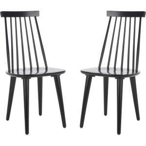 SAFAVIEH Home Collection Burris Farmhouse White/Natural Spindle Back Living Room Dining Room Bedroom Office Foyer Side Chair(Black)
