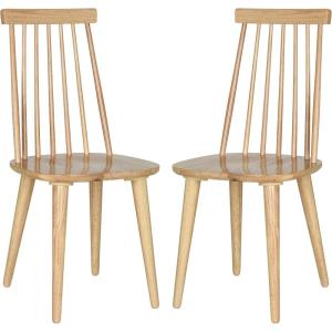 SAFAVIEH Home Collection Burris Farmhouse White/Natural Spindle Back Living Room Dining Room Bedroom Office Foyer Side Chair(Natural)