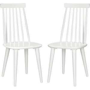 SAFAVIEH Home Collection Burris Farmhouse White/Natural Spindle Back Living Room Dining Room Bedroom Office Foyer Side Chair(White)