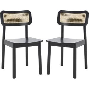 SAFAVIEH Home Collection Egon Coastal Black/Natural Dining Chair Set of 2(Black/Natural)