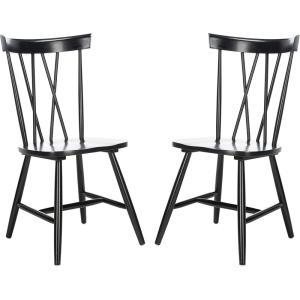 SAFAVIEH Home Collection Friar Natural X-Back Windsor Brown Dining Chair Set of 2(Black)