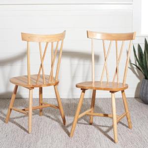 SAFAVIEH Home Collection Friar Natural X-Back Windsor Brown Dining Chair Set of 2(Natural)