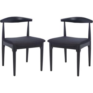 SAFAVIEH Home Collection Lionel Retro Walnut Brown/White Cushion Dining Chair Set of 2 (Fully Assembled)(Black)
