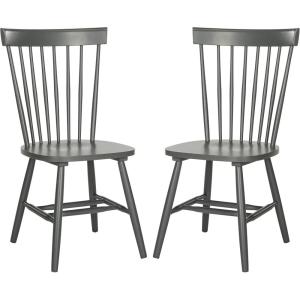 SAFAVIEH Home Collection Parker Farmhouse Raspberry Windsor Spindle Solid Wood Dining Chair Set of 2(Charcoal Grey)