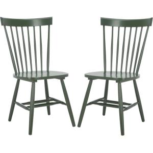 SAFAVIEH Home Collection Parker Farmhouse Raspberry Windsor Spindle Solid Wood Dining Chair Set of 2(Dusty Green)