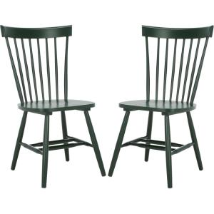SAFAVIEH Home Collection Parker Farmhouse Raspberry Windsor Spindle Solid Wood Dining Chair Set of 2(Garden Green)