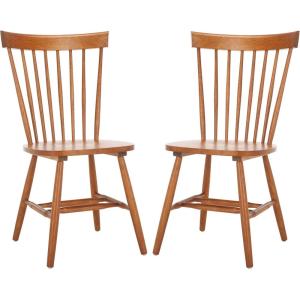 SAFAVIEH Home Collection Parker Farmhouse Raspberry Windsor Spindle Solid Wood Dining Chair Set of 2(Honey)