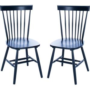 SAFAVIEH Home Collection Parker Farmhouse Raspberry Windsor Spindle Solid Wood Dining Chair Set of 2(Navy)