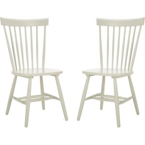 SAFAVIEH Home Collection Parker Farmhouse Raspberry Windsor Spindle Solid Wood Dining Chair Set of 2(Off White)
