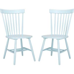 SAFAVIEH Home Collection Parker Farmhouse Raspberry Windsor Spindle Solid Wood Dining Chair Set of 2(Pale Blue)