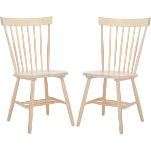 SAFAVIEH Home Collection Parker Farmhouse Raspberry Windsor Spindle Solid Wood Dining Chair Set of 2(White Washed)