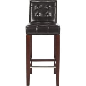 SAFAVIEH Home Collection Thompson Clay Faux Leather/ Espresso 30-inch Nailhead Trim Tufted Kitchen Breakfast Nook Dining Pub Bar Stool(Brown)