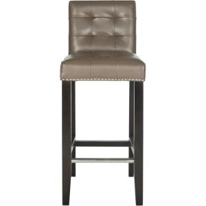 SAFAVIEH Home Collection Thompson Clay Faux Leather/ Espresso 30-inch Nailhead Trim Tufted Kitchen Breakfast Nook Dining Pub Bar Stool(Clay)