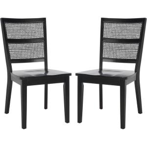 SAFAVIEH Home Collection Toril Coastal Black/White/Natural Dining Chair Set of 2(Black)