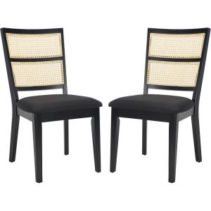 SAFAVIEH Home Collection Toril Coastal Black/White/Natural Dining Chair Set of 2(Black/Black)