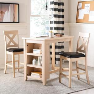 SAFAVIEH Home Everest White Washed Wood 3-Piece Storage Shelves Pub Set, WhiteWashed(White Washed)