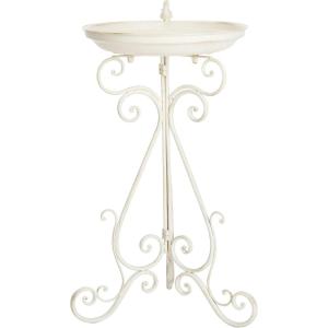 SAFAVIEH Outdoor Collection Ashlan Antique Blue Victorian Scroll Iron Garden Patio Backyard Charming Bird Bath(Pearl White)