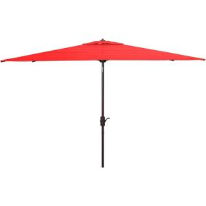 SAFAVIEH Outdoor Collection Athens Red 7 x 10 Ft Rectangular Auto Tilt Crank UV Protected Umbrella(Red)