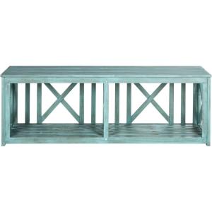 SAFAVIEH Outdoor Collection Branco White and Ash Grey Bench(Beach House Blue)