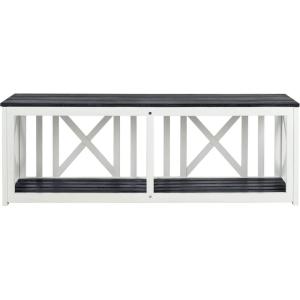 SAFAVIEH Outdoor Collection Branco White and Ash Grey Bench(Dark Slate Gray / White)