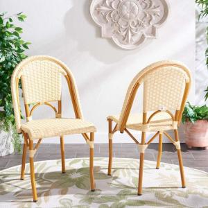 SAFAVIEH Outdoor Collection California Bistro Navy Side Chair Set of 2 (Fully Assembled)(Natural)
