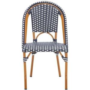 SAFAVIEH Outdoor Collection California Bistro Navy Side Chair Set of 2 (Fully Assembled)(Navy/White)