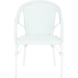 SAFAVIEH Outdoor Collection California Bistro Navy/White 36-inch Seat Height Armchair Set of 2 (Fully Assembled)(Baby Blue/White)