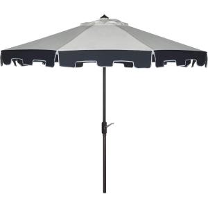 SAFAVIEH Outdoor Collection City Fashion Navy/Ivory Auto Tilt 9 Ft UV Protected Umbrella(Ivory/Navy)