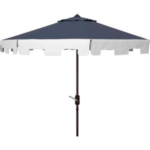 SAFAVIEH Outdoor Collection City Fashion Navy/Ivory Auto Tilt 9 Ft UV Protected Umbrella(Navy/Ivory)